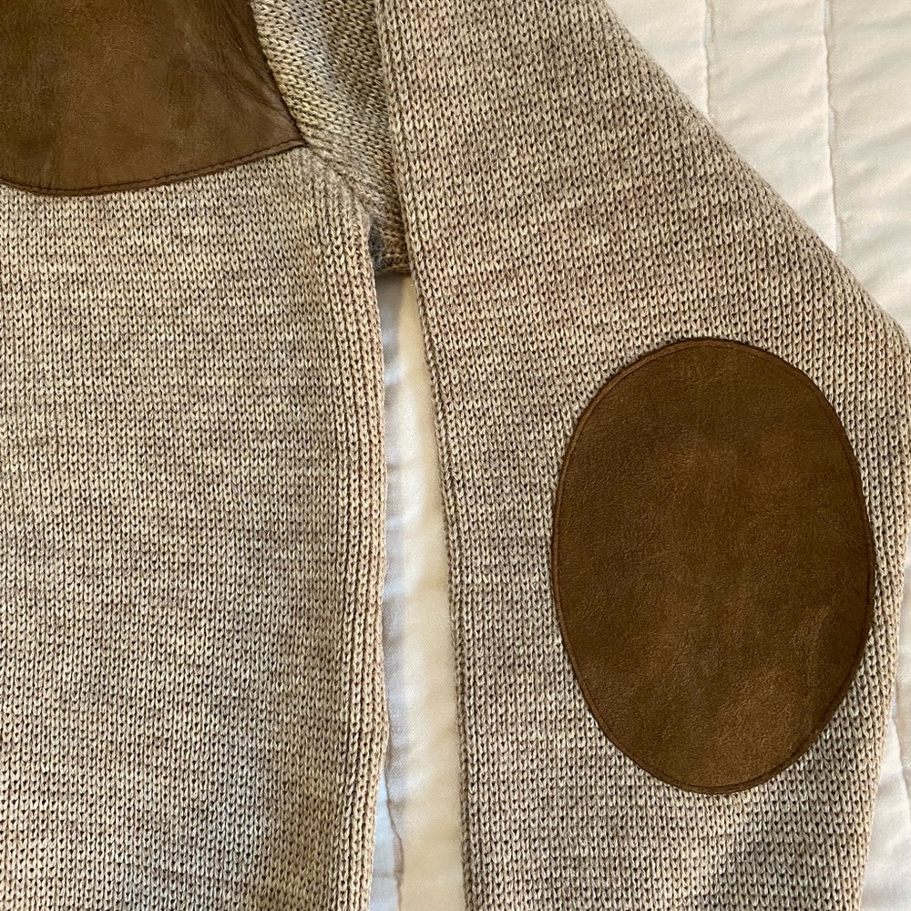 Vintage Wool XL Crewneck Sweater with Suede Shoulder & Elbow Patches - Picture 6 of 6